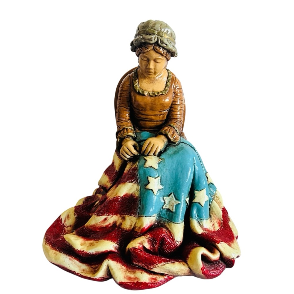 Vtg Progressive Art Products 1974 Patriotic Chalk Ware American Flag Figurine